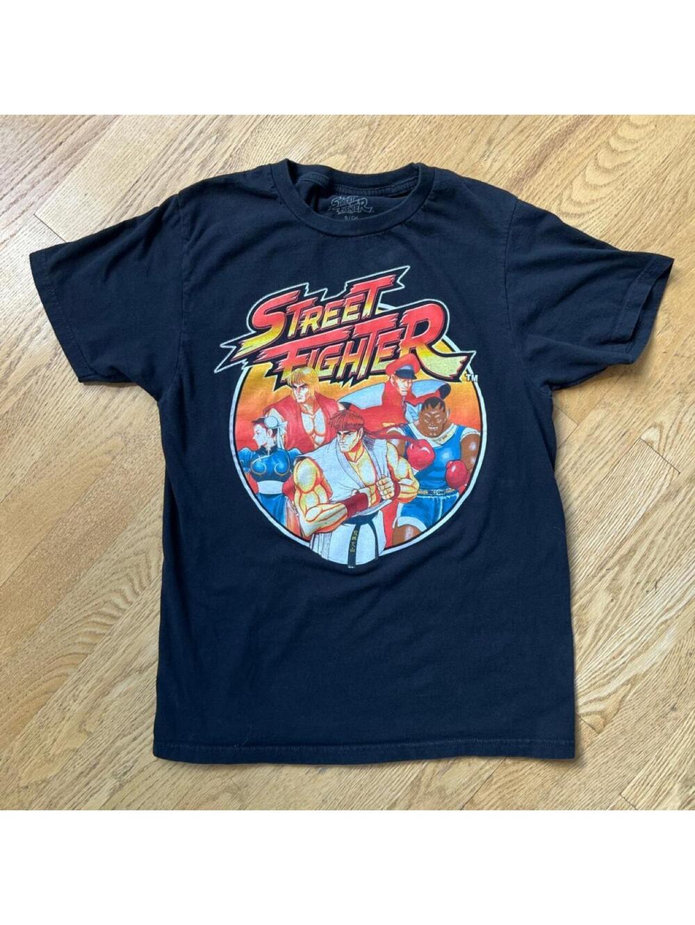 Street Fighter Graphic T Shirt Black Capcom Video Game Ryu Chun Li Men’s Small